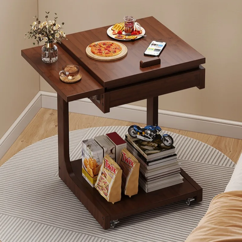 

Minimalist Mobile Bedside Table Multifunctional Sofa Side Table with Storage for Balcony Tables Home Living Room Furniture