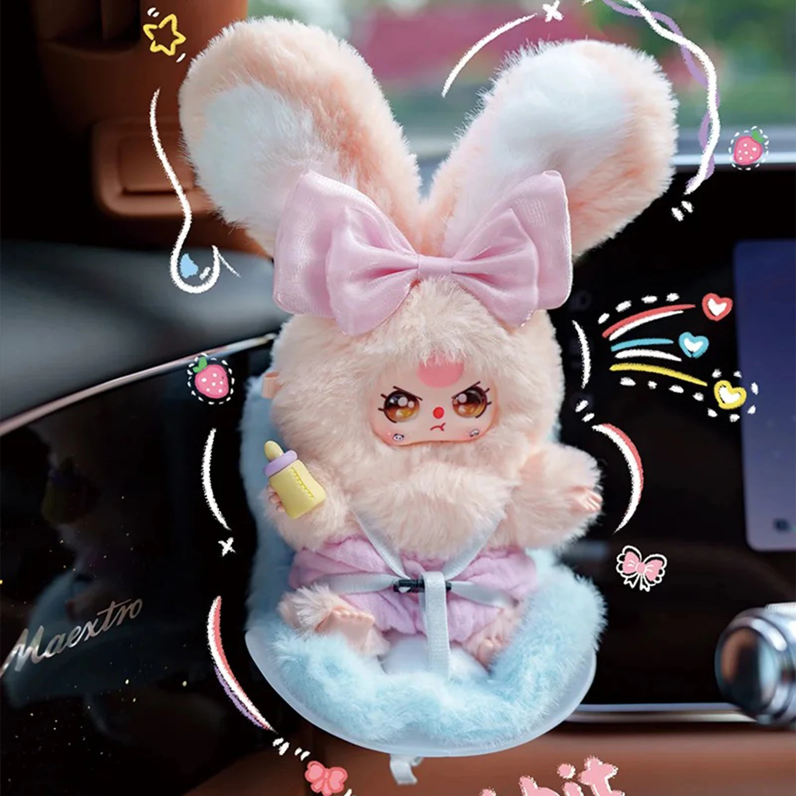 

Original Baby Three Car Baby Series Plush Doll Backpack Pendant Work Partner Desktop Decorative Ornaments Kid‘S Surprise Toy Gif