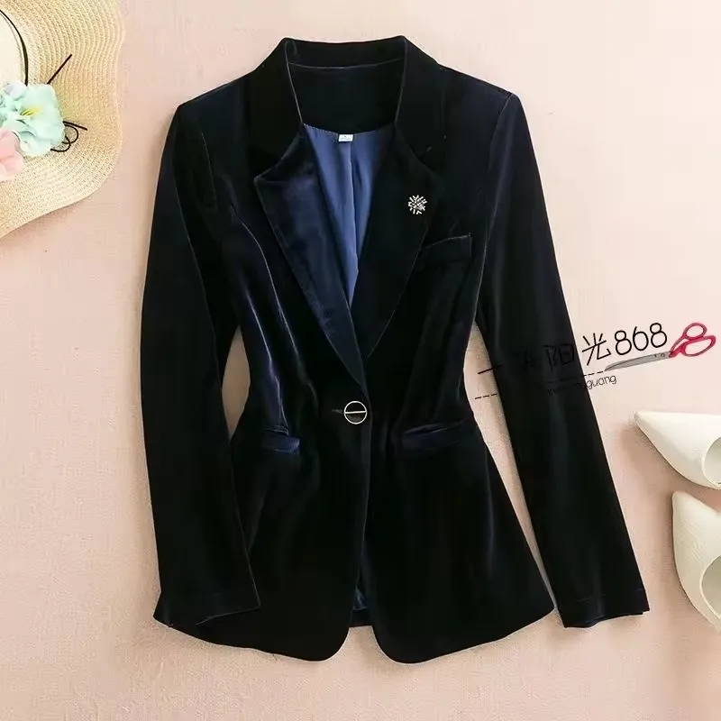 

Модный винтажный однотонный женский бархатный пиджак с длинным рукавом, повседневный темпераментный уличный костюм, шикарный универсальный пиджак, комплект брюк