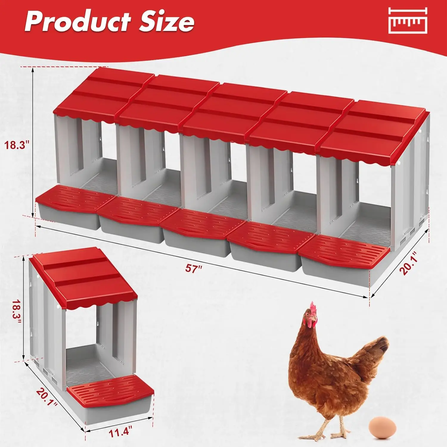 In Chicken Coop, 5 Hole Rolling Egg Collection Nesting Boxes, Ensuring Egg Protection