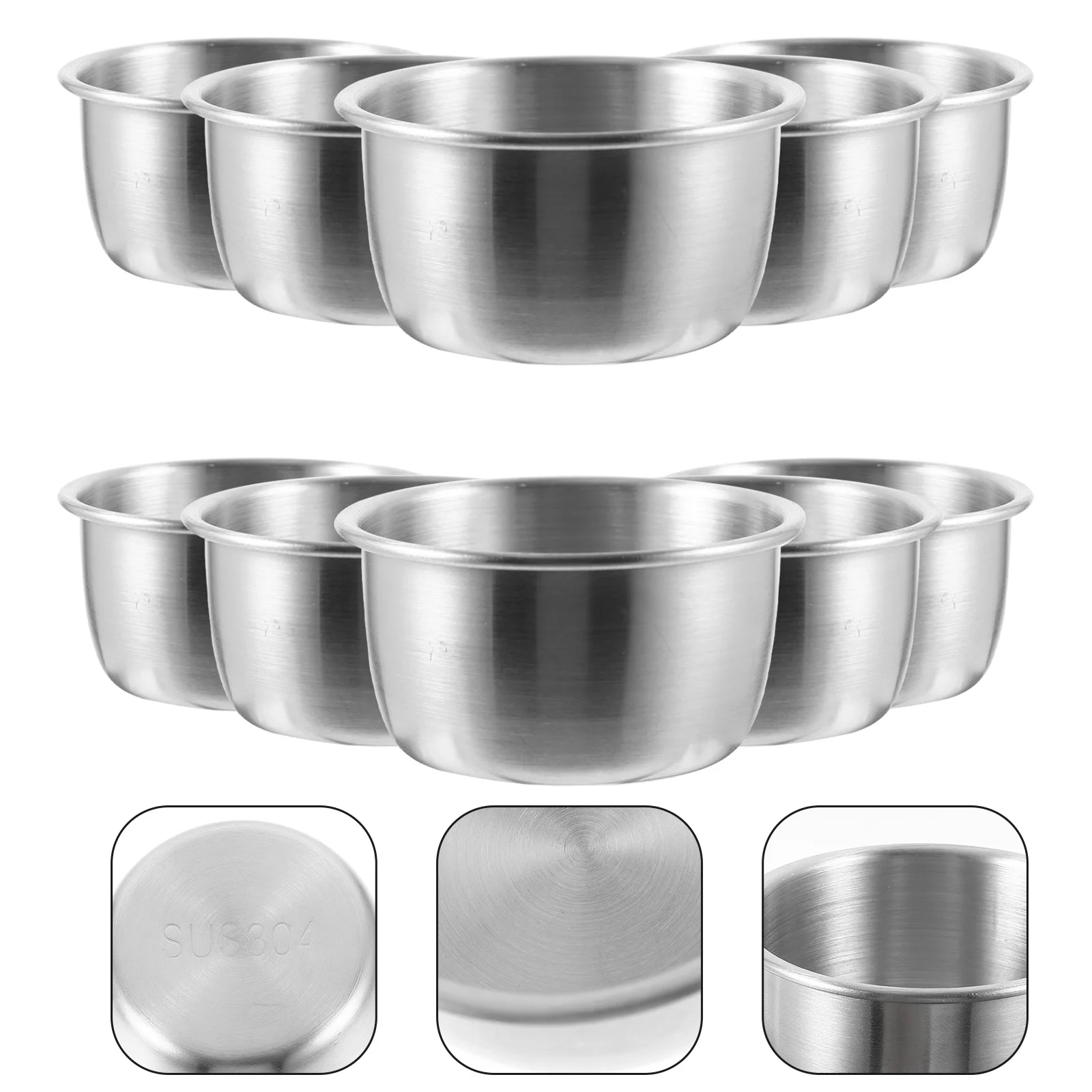 

10pcs Stainless Steel Sauce Cups 60Ml Dipping Bowls For Condiments Sauces Fruits Nuts Olives Home Restaurant Party Catering Use