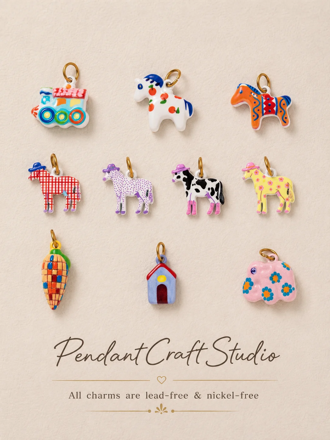 316 Edelstahl Wasserdicht Farbbeständig Modisch Und Beliebt Bunte Pferde-Mais-DIY-Anhänger Charms Für Schmuck – Detail 1