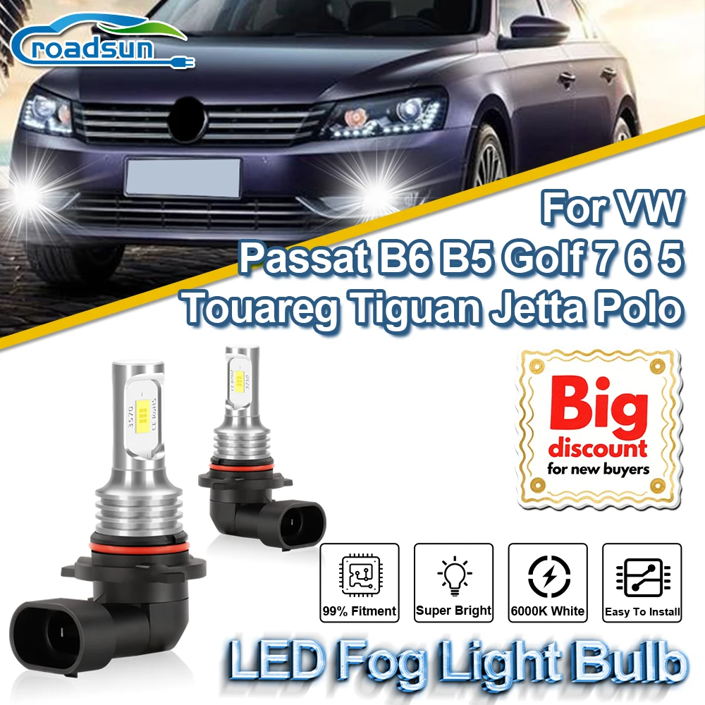 

Roadsun For VW Passat B6 B5 Golf 7 6 5 Touareg Tiguan Jetta Polo Auto Front Fog Light Ampoules Super Bright Car Fog Lamp Bulb