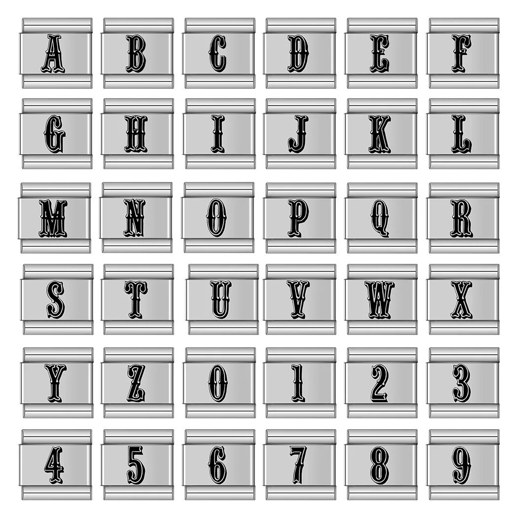 Women Girls 2024 English A-Z 26 Letters Charm Italian Links Fit 9mm Bracelet Stainless Steel DIY Making Jewelry