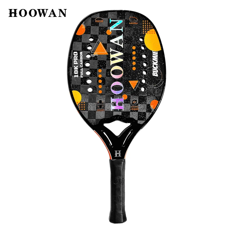 HOOWAN BUCKMIE Beach Tennis Racket T700 Raw Carbon Fiber 18K High-Grit Surface 20MM Soft EVA Core