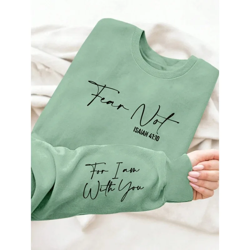 

Letter Print Crew Neck T-Shirt Cross-Border Fashionable Women's Sweatshirt Comfortable Fit Spring Season Unisex Apparel