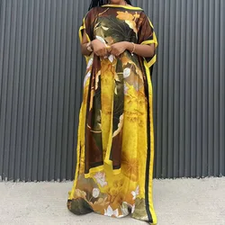 Vestido largo suelto de rayón para mujer, ropa africana de gran tamaño, Dashiki Abaya de Dubái, diseño estampado de talla libre con bufanda, novedad de 2023