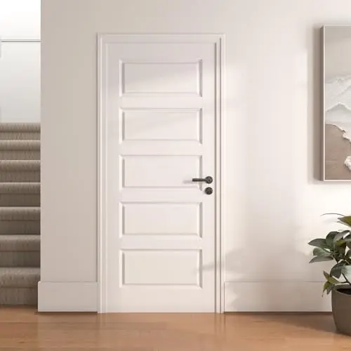 

30"x80" 5-Panel Solid Core Interior French Door Slab – Pre-Assembled, Paintable White Primed – No Jamb