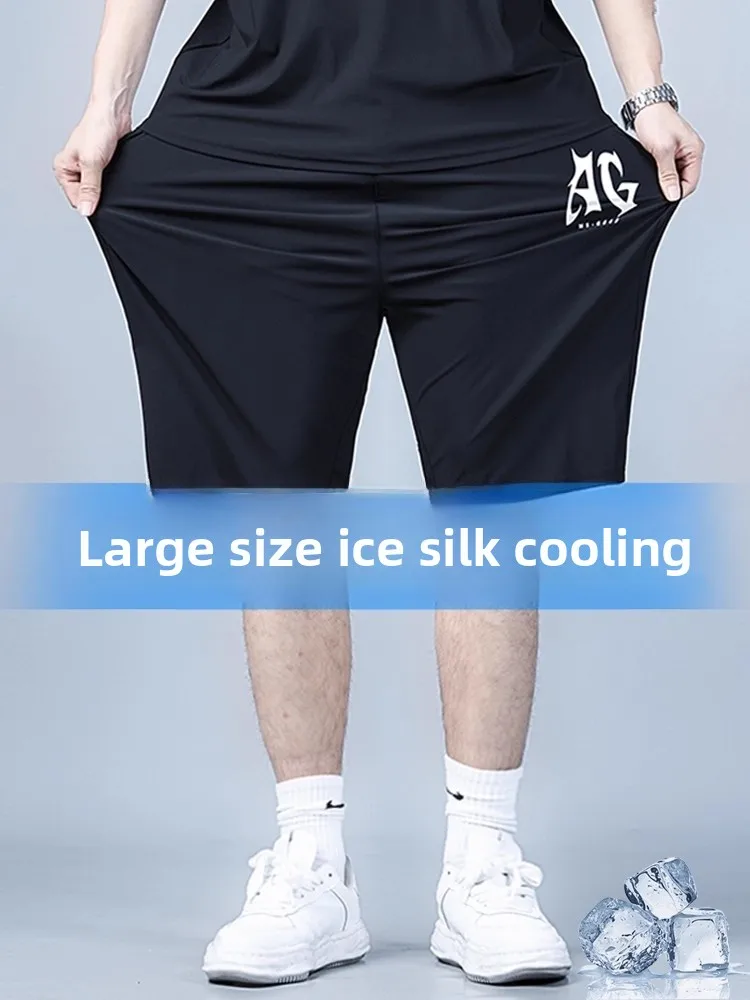 

Large Size Men's Spor Ice Silk ort Pants Summer Thin Five-Quarter Loose Fit Casual Trousers Faionable Straight Leg Jeans