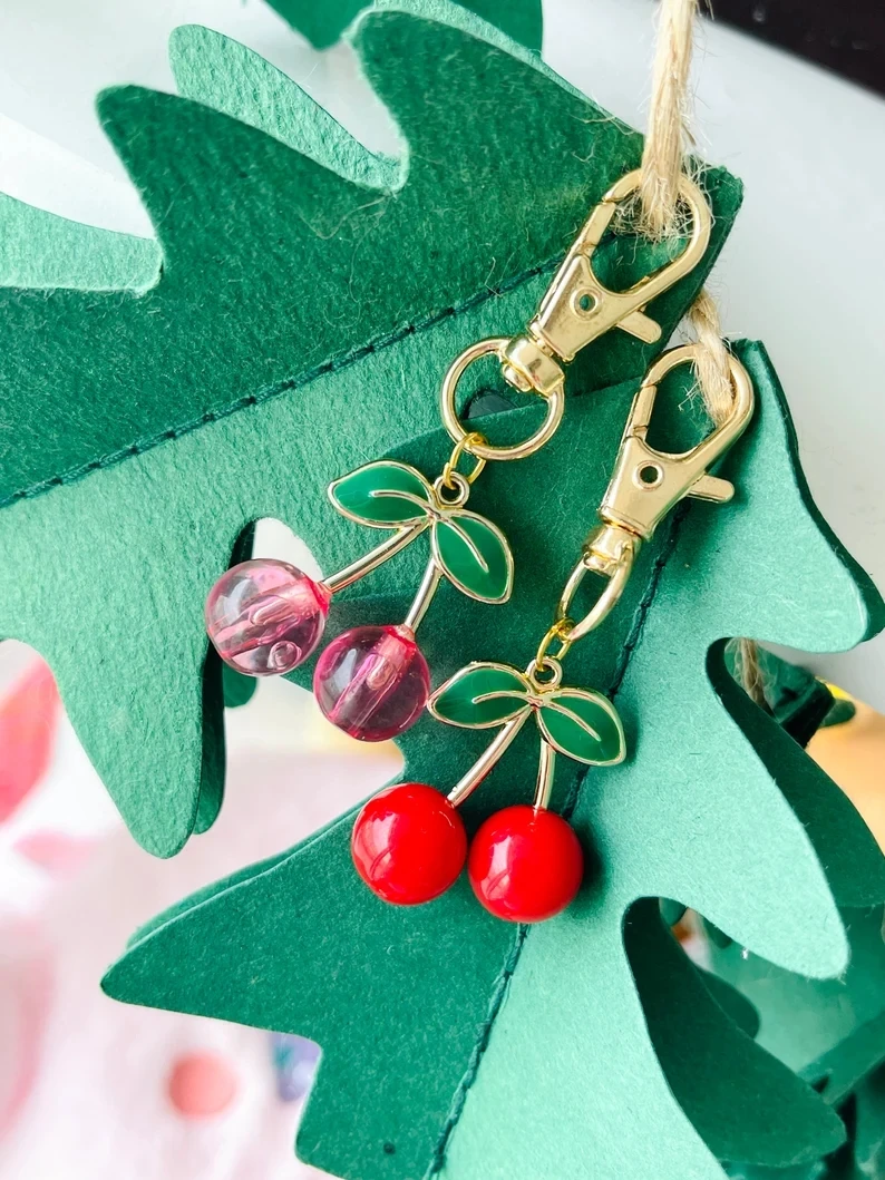 Cute-Cherry Key Charm-Lovely Gift-Backpack Charm-Trendy Key Charm-High Quality Key Charm-Kawaii Key Chain-Adorable Key Chain