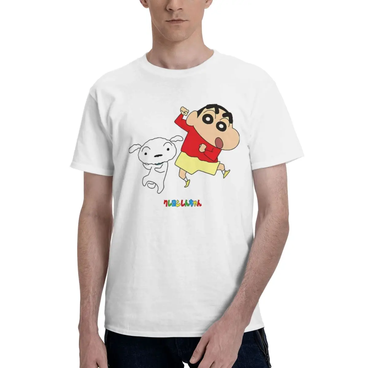 Funny Crayon Shin-chan Dances Shin-chan And Shiro T Shirts Short-Sleeve Vintage Summer 100 Cotton O Neck Oversize Clothes