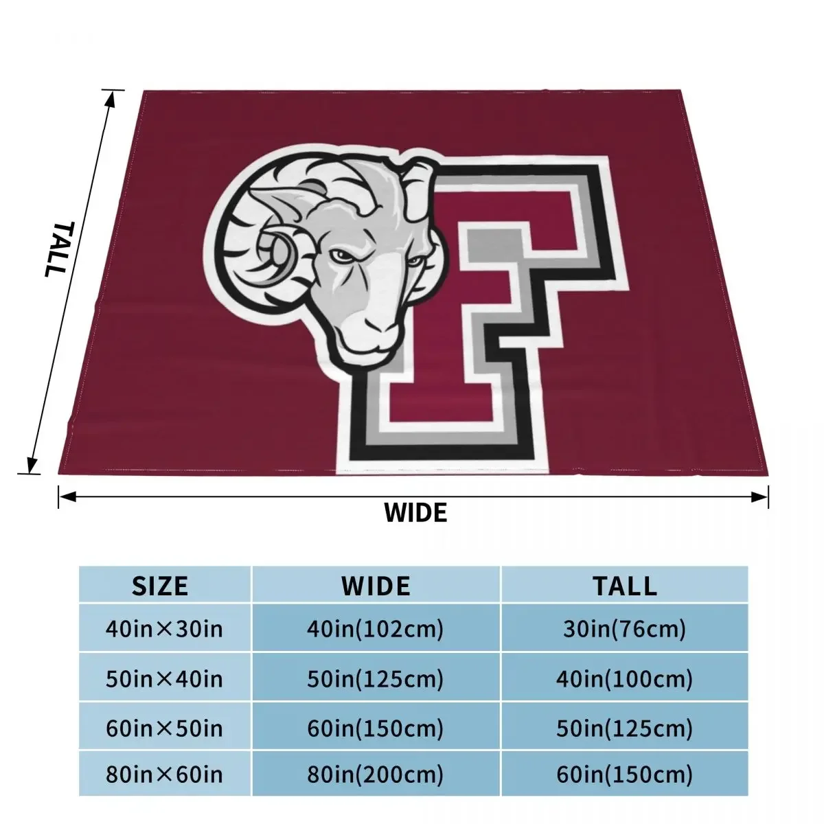 Fordham Rams Throw Blanket Thermal cosplay anime funny gift Blankets