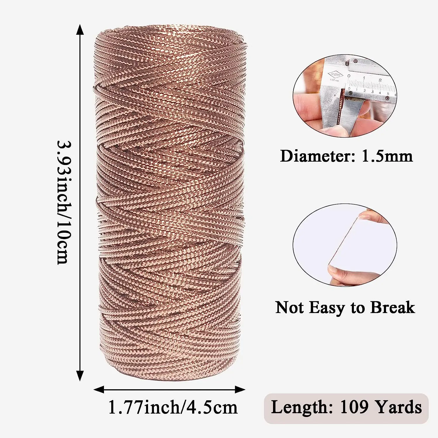 100m/Roll 1.5mm Gold Silver Macrame Cord Rope Twine Packing Rope Ornament String For DIY Wedding Party Christmas Gift Decor