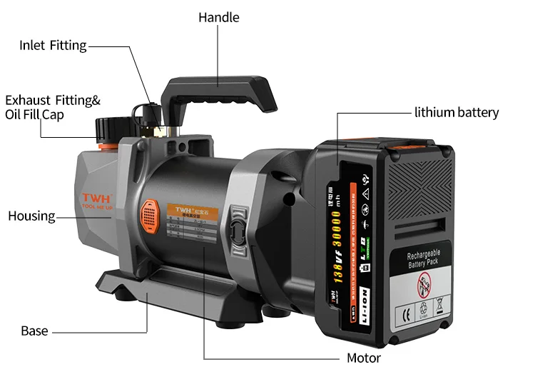 Bomba de vacío Batería de litio con batería para 18V