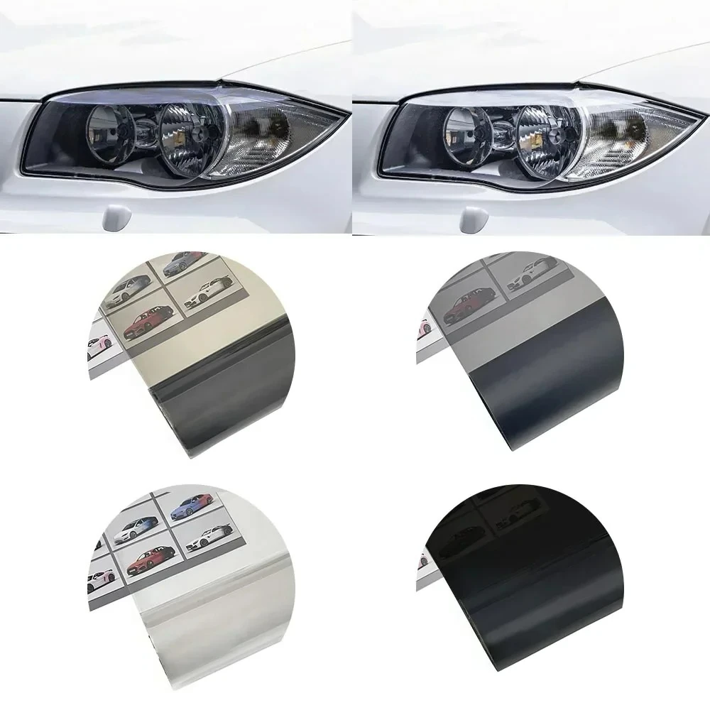 30*100cm Smoke Black Headlight Tint Film Self-Adhesive Vinyl Wrap for Car Fog Taillights Motorcycle Lights UV Protection