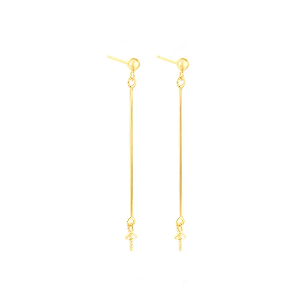 

2 pairs Sterling Silver Earring Settings for 7-10mm Round Beads/Pearls Gold Plated 925 Silver Earring Components