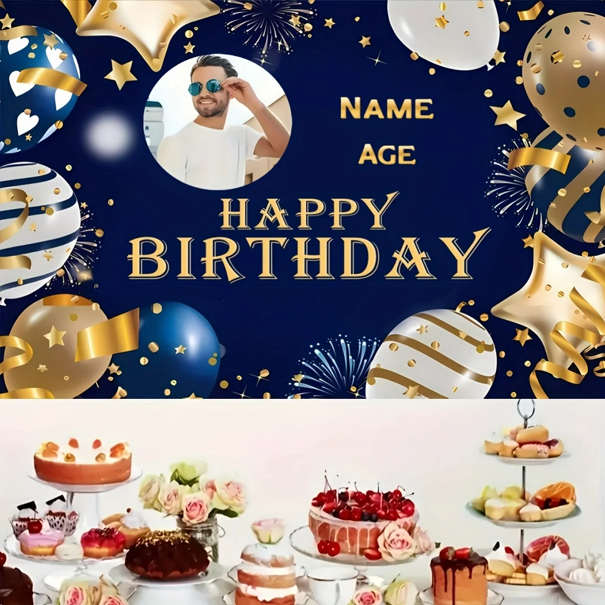 1 اسم شخصي مخصص، صورة العمر، لافتة عيد الميلاد، مناسبة لحفلات أعياد الميلاد، مقاسات متعددة للاختيار من بينها