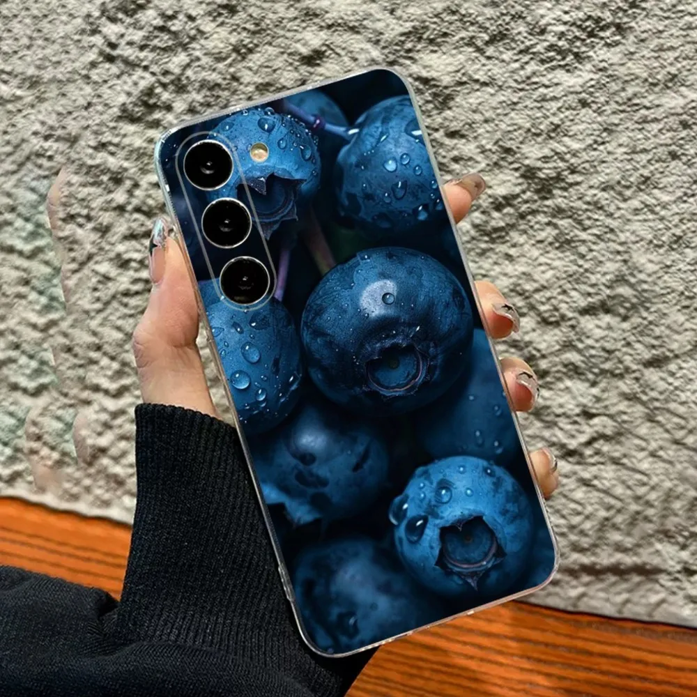 Blueberries Fruit Phone Case For Samsung Galaxy A71,70,52,40,51,31,A50,21S,30S,Note20ultra Transparent soft Cover