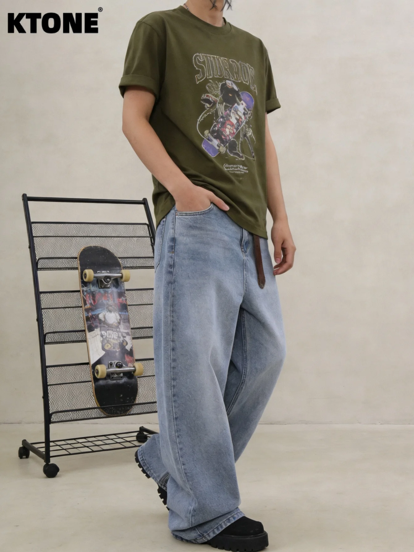 

Men's Blue Baggy Jeans Pant Light Retro For Dating Y2K Original Drip Denim No accessories or belts included