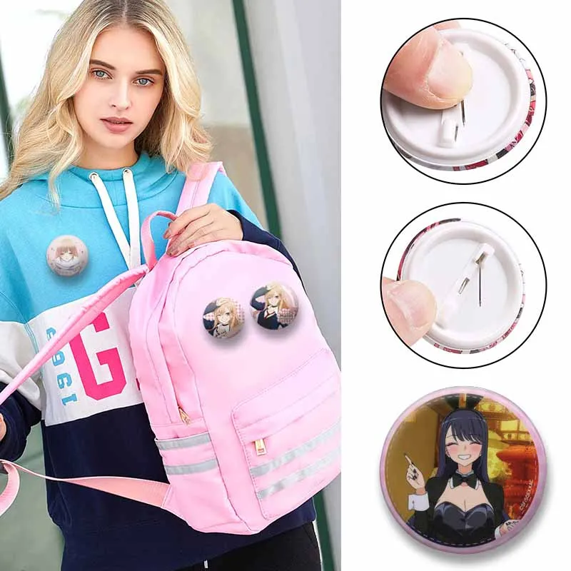 Cute Anime Figure Kitagawa M-Marin Enamel Pin Cartoon Cosplay Jewelry Accessories Backpack Shoes