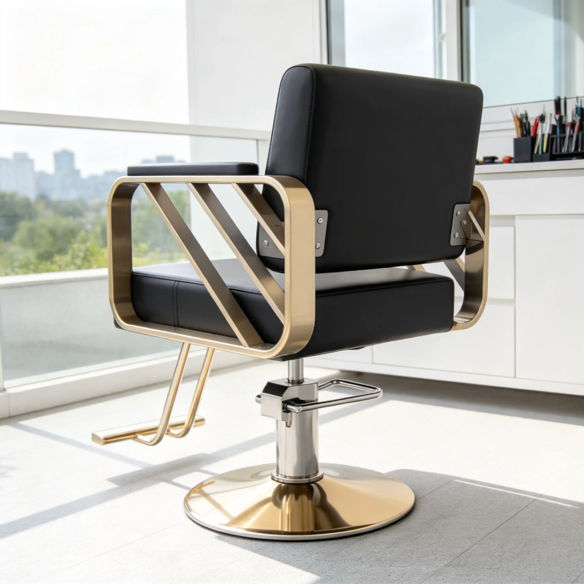 AOLIVIYA Professional Hairdressing Stool Recline Swivel Lift Dyeing Cutting Salon Barber Chair Beauty Manicurist Nail Chair