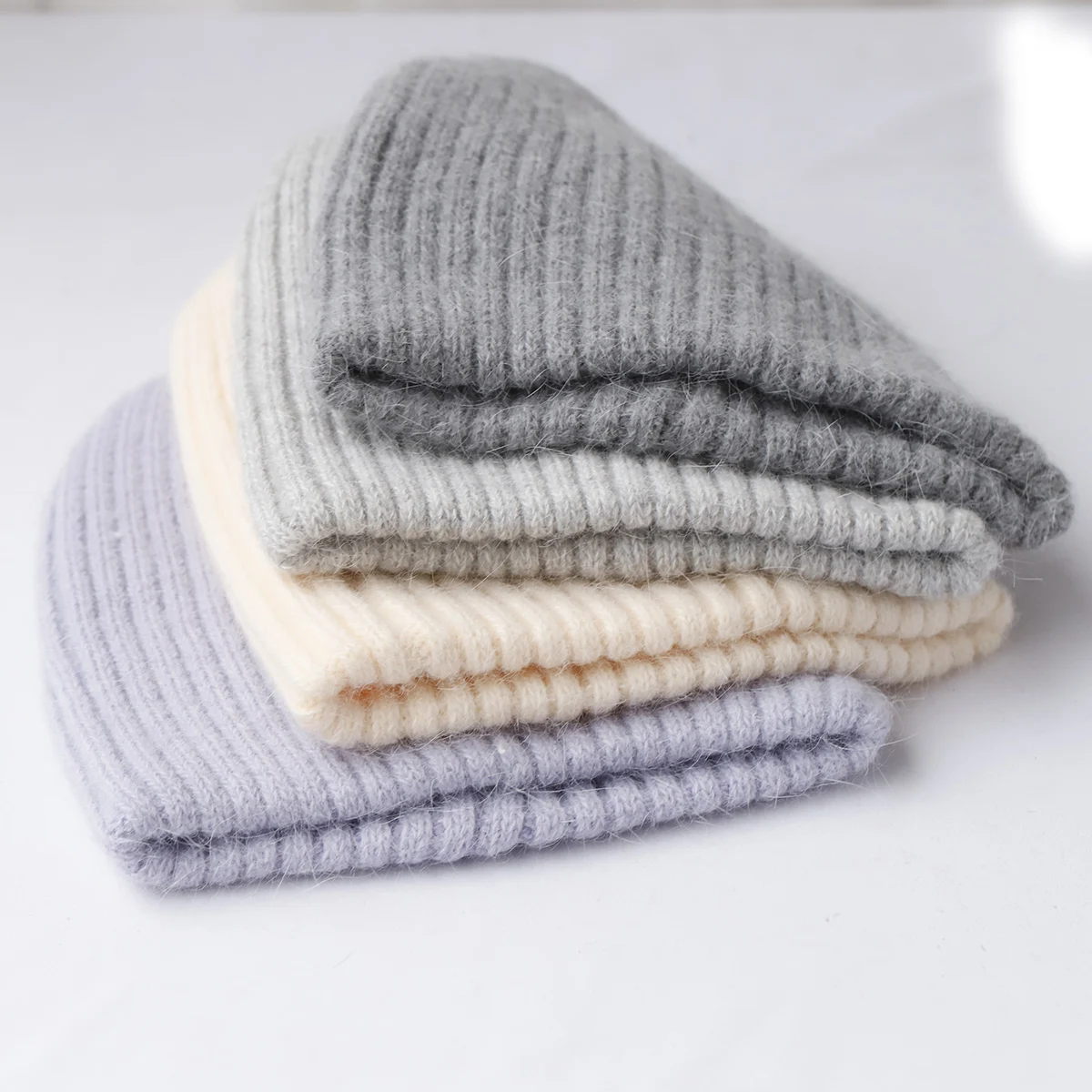 2024 color warm Thick and warm ski hat Rabbit hair knitted pullover cap Wool hats Men\'s hat Knitted Women Winter Hat Wholesale