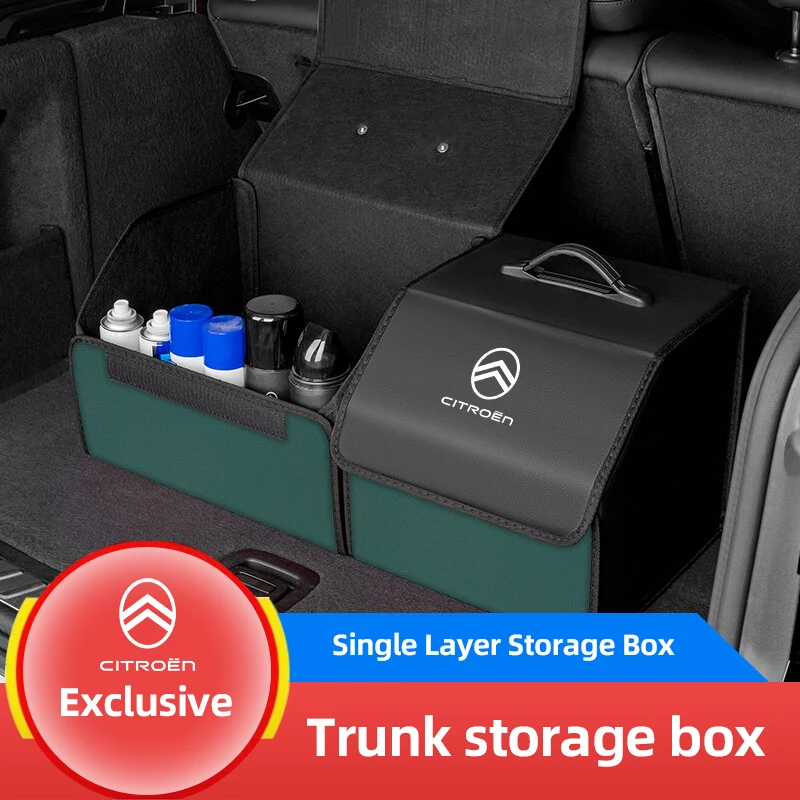 Car Trunk Storage Bag Leather Camping Box Collapsible For Citroen C4 C3 C5 C1 C2 Berlingo Celysee Cactus Picasso Aircross Saxo