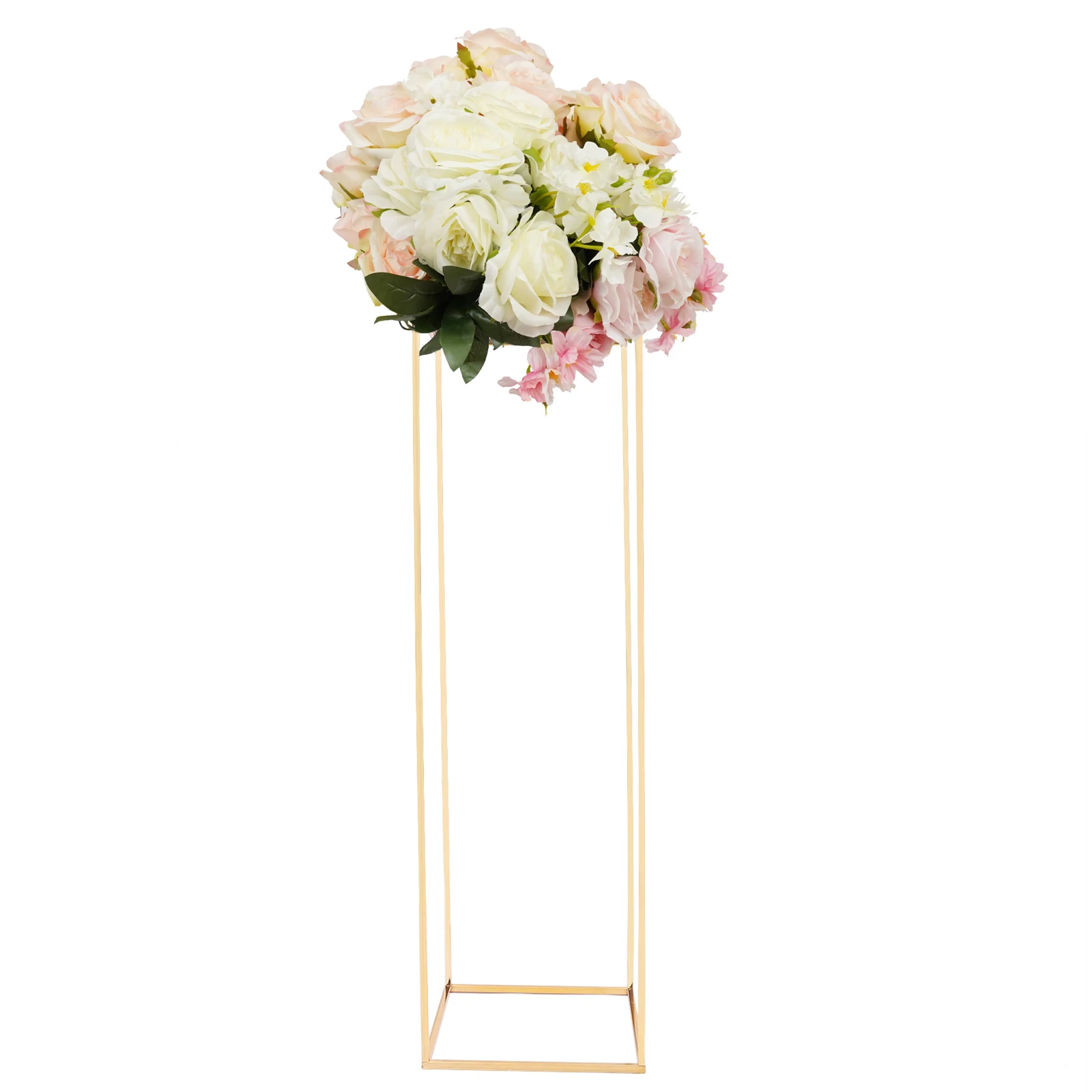 

Gold Flower Floor Stand Metal Column Flower Stand Flower Arrangement For Wedding Party Dinner Centerpiece 25*25*100cm