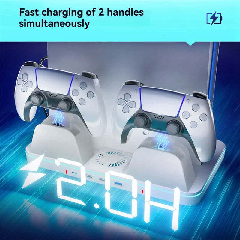 

B27B термозарядная док-станция для консоли PS5/Slim/PRO, универсальная многофункциональная зарядная док-станция для PS5, подставка для освещения RGB