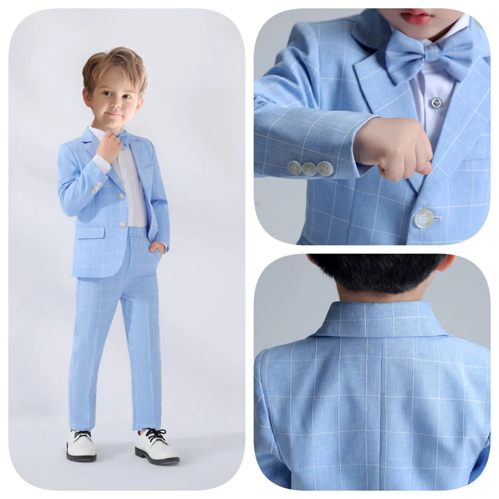 Casual Comfortable Boys Suits For School Performance Classic Kids 3 Pieces Blazer Pants Bow-tie Graduation Ceremony