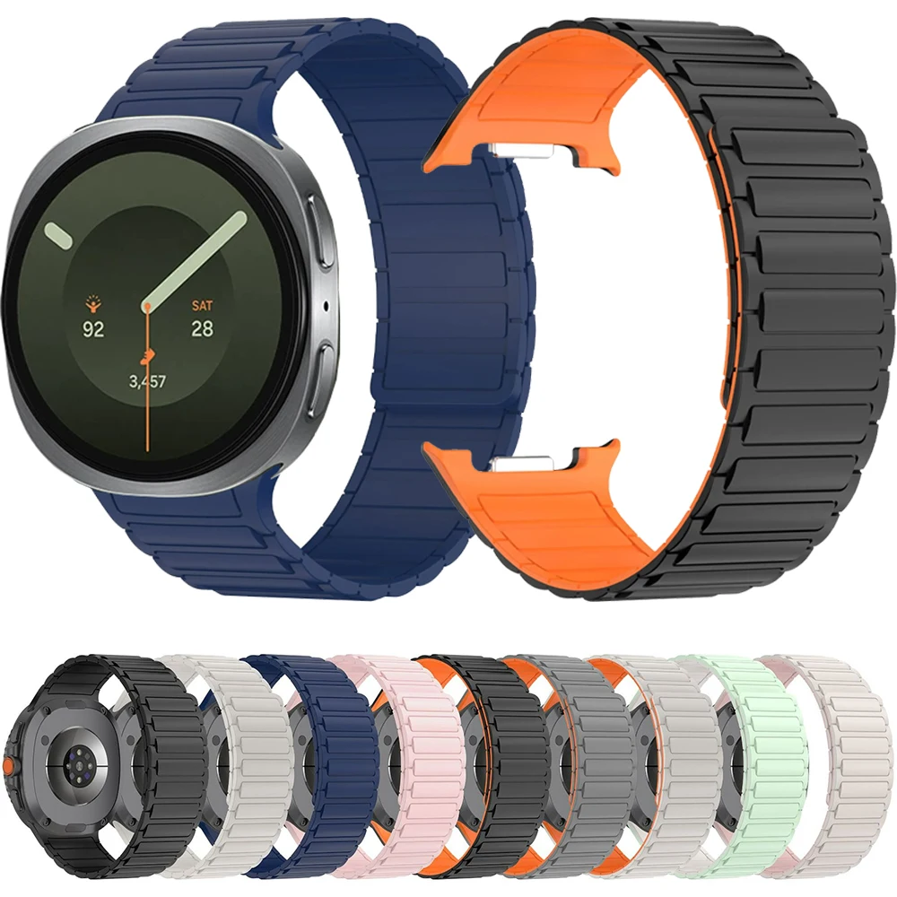 Magnetic Silicone Strap for Samsung Galaxy Watch 8/9 44mm 40mm Sport Wristband for Galaxy Watch 8 Classic 46mm Original Bracelet