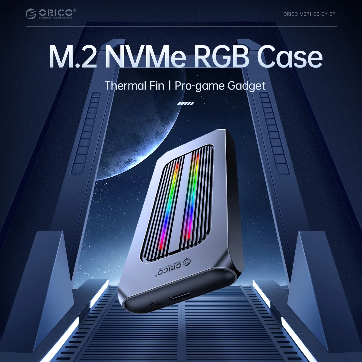 Orico Rgb M.2 Ssd Case 10Gbps M2 Nvme Ssd Behuizing Alle Aluminium USB3.1 Gen2 Case Voor Solid State Drive voor Gamer Video Editing