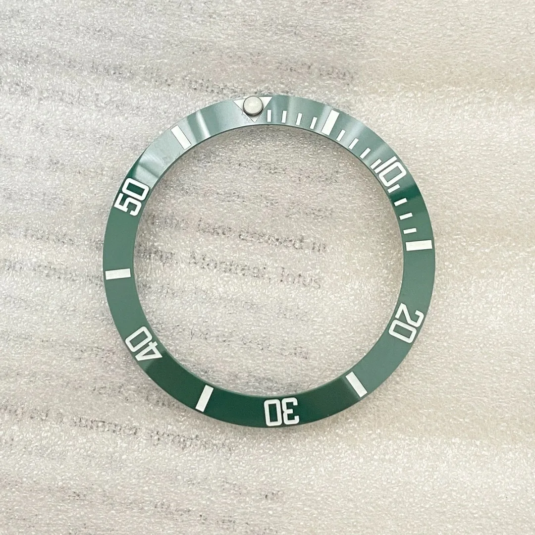 Watch Accessories 38mm strong luminous ceramic ring blue-green night light aperture substitute black green water ghost scale c