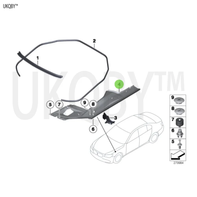 Sealing element, rear right side of front cover, left positioning element 51767019801 51767019802