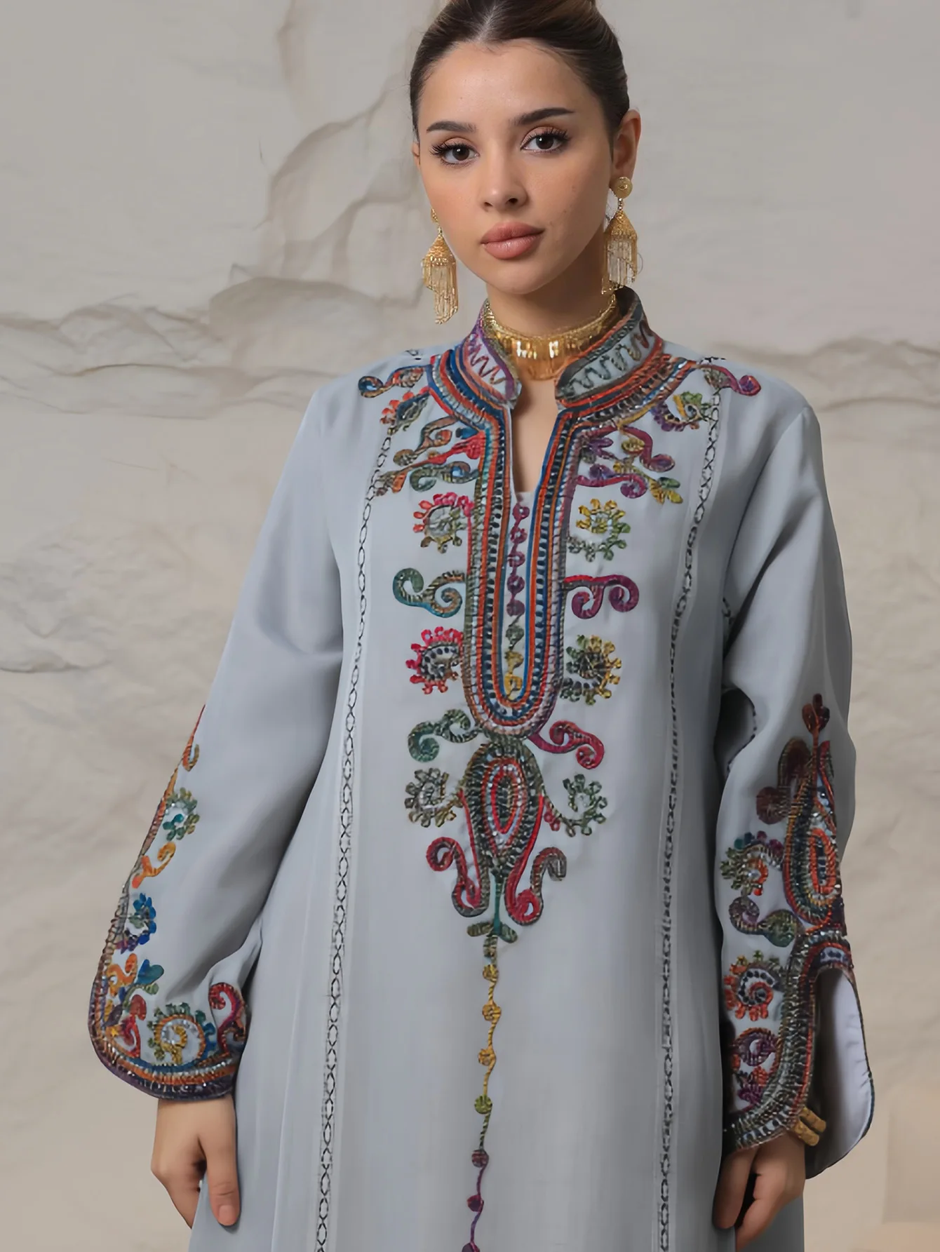 Eid Muslim Embroidery Dress Women Ramadan Abayas Dubai Turkey Kaftan Islam Jalabiya Caftan Marocain Femme Musulmane Arabic Robe