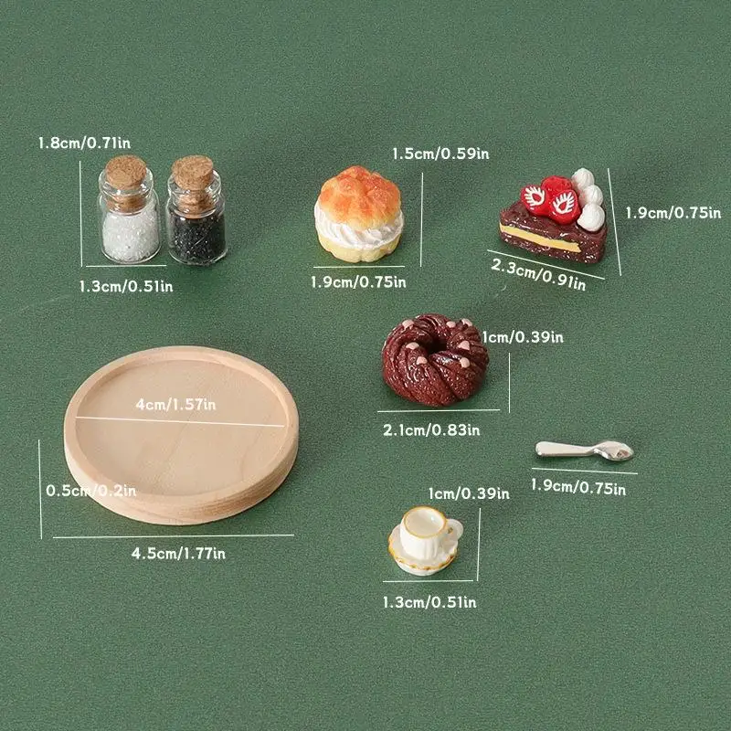 6 pezzi in miniatura vassoio di legno tazza di caffè zucchero caffè bottiglia di vetro dessert torta giocattolo casa delle bambole realistico cibo simulazione ornamento