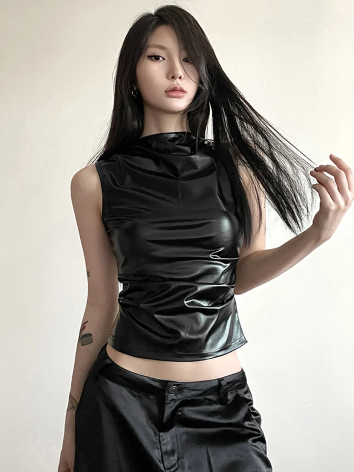 غريب سنور كول مثير السائق مطوية Bla بولي Leather الجلود سليم صالح Svel سترة تنوعا ort العصرية الشارع Sle المرأة سترة