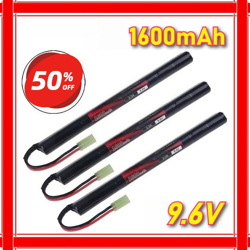 

9.6V 1600mAh 2/3A Stick NIMH Battery Airsoft Guns Battery with Mini Tamiya Connector for AK47 MP5K RPK MC51 Toys Parts