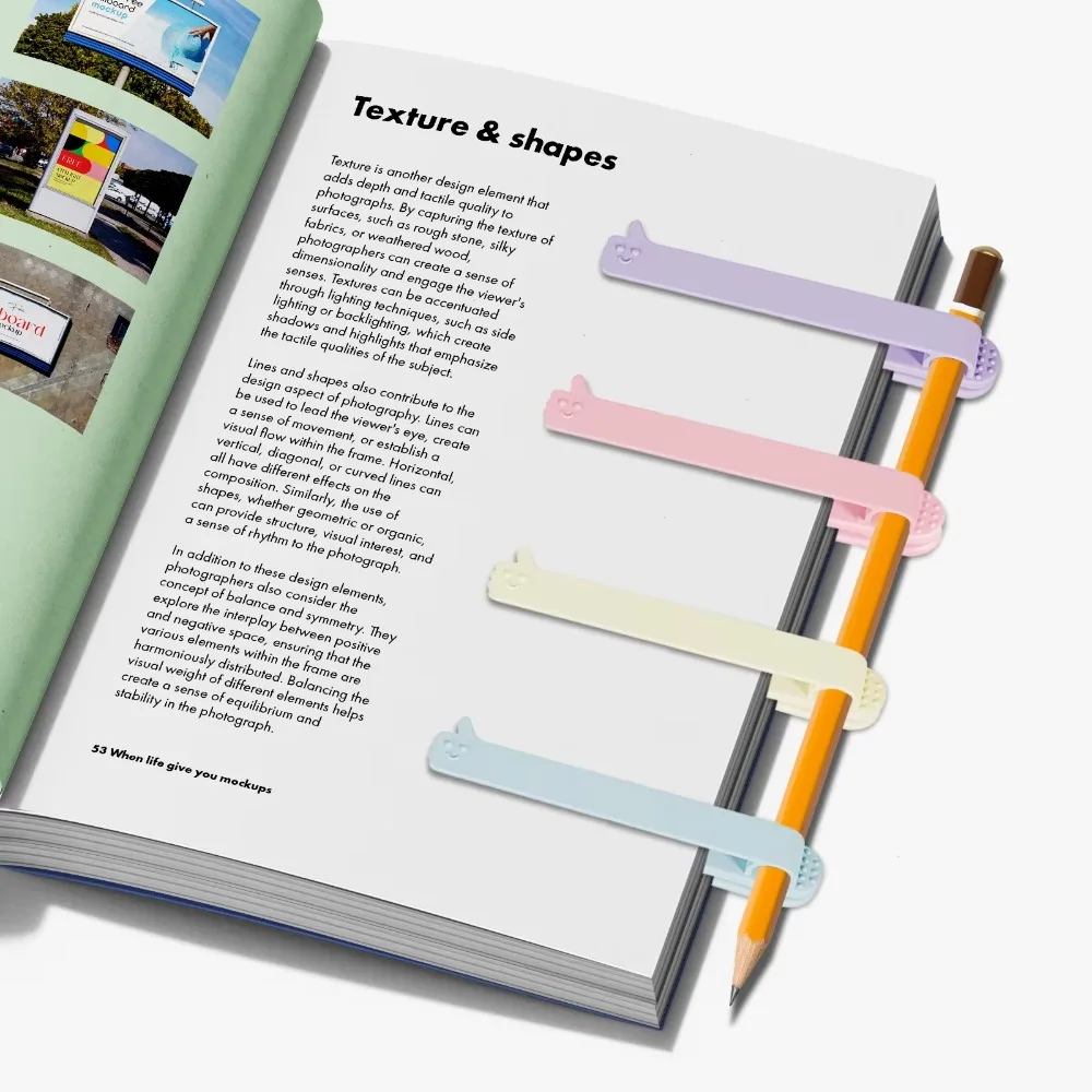

Portable Smart Bookmark with Pen Slot Soft Read Bookmarks Automatically Follows Page Flipping Silicone Bookmark
