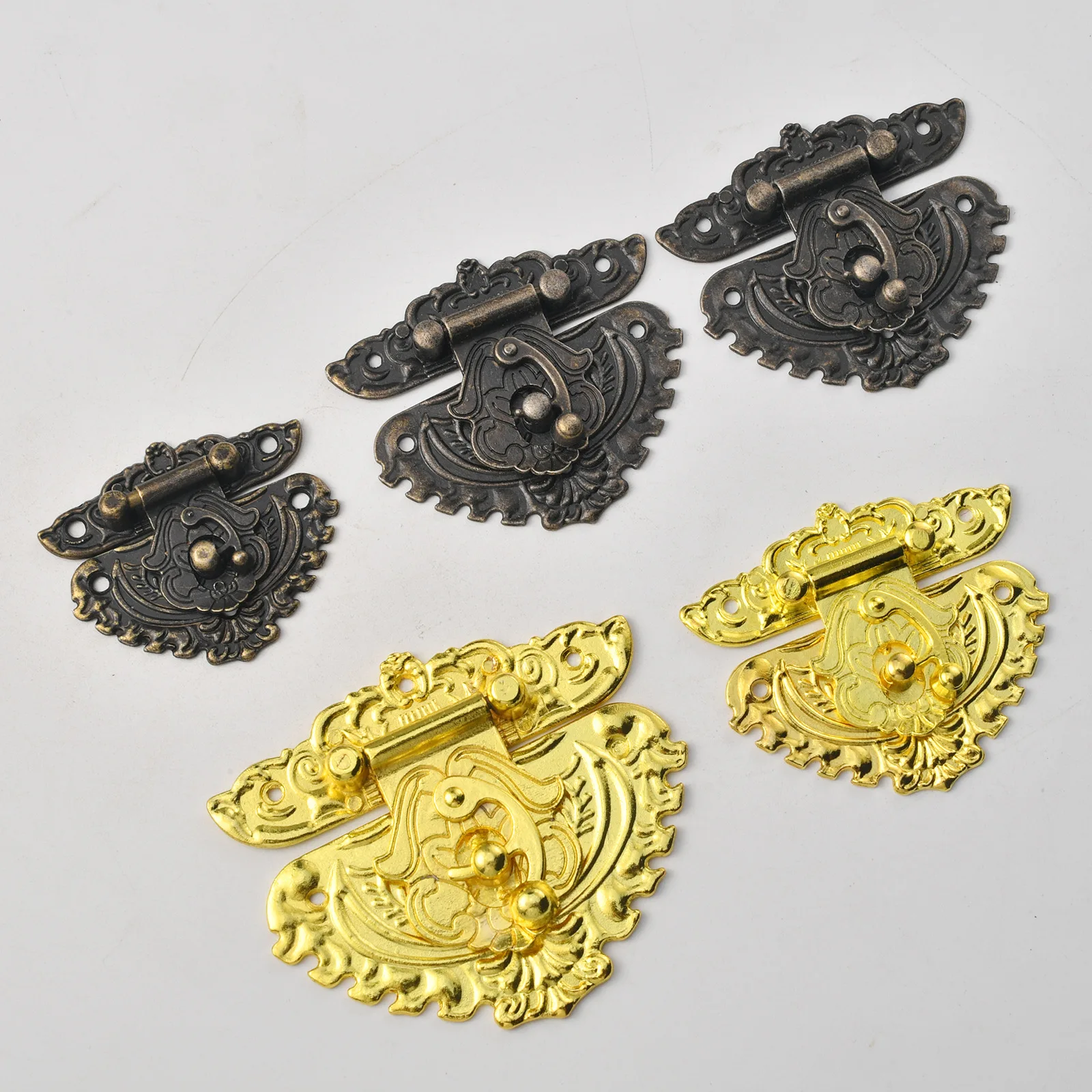 Furniture Hardware New Chinese Wooden Box Lock Peach Heart Buckle Gift Decorative Dark B
