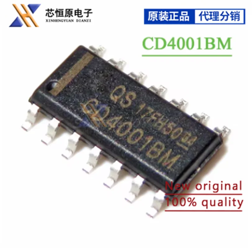 (10piece) 100% New CD4001BM CD4001 HEF4001BT HEF4001 SOP-14 With each other Logic Gates CMOS Quad 2-In new original