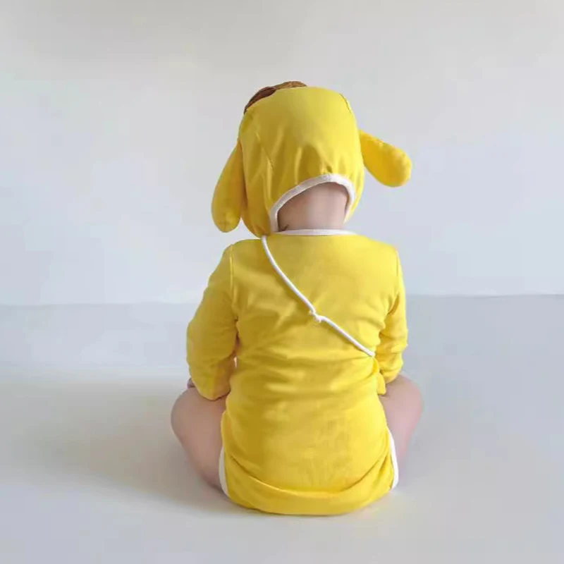 الوليد الطفل الأصفر ارتداءها 3 قطع مجموعة الكلب المطبوعة طفل الفتيات الفتيان لطيف الحيوان رومبير الرضع لطيف جرو هالوين زي