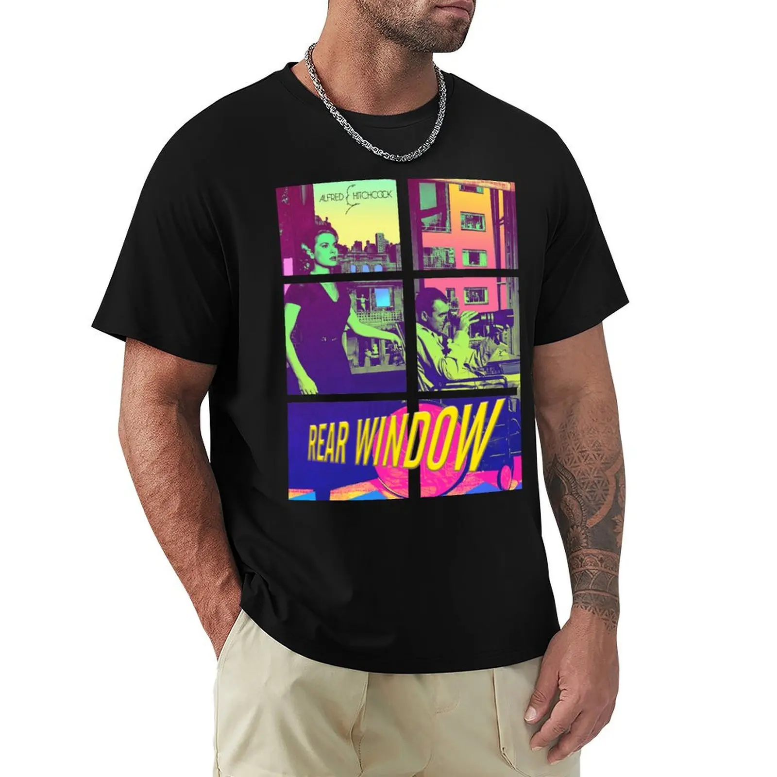 Alfred Hitchcock Rear Window Featuring James Stewart and Grace Kelly Officially Licensed Fan Art T-Shirt