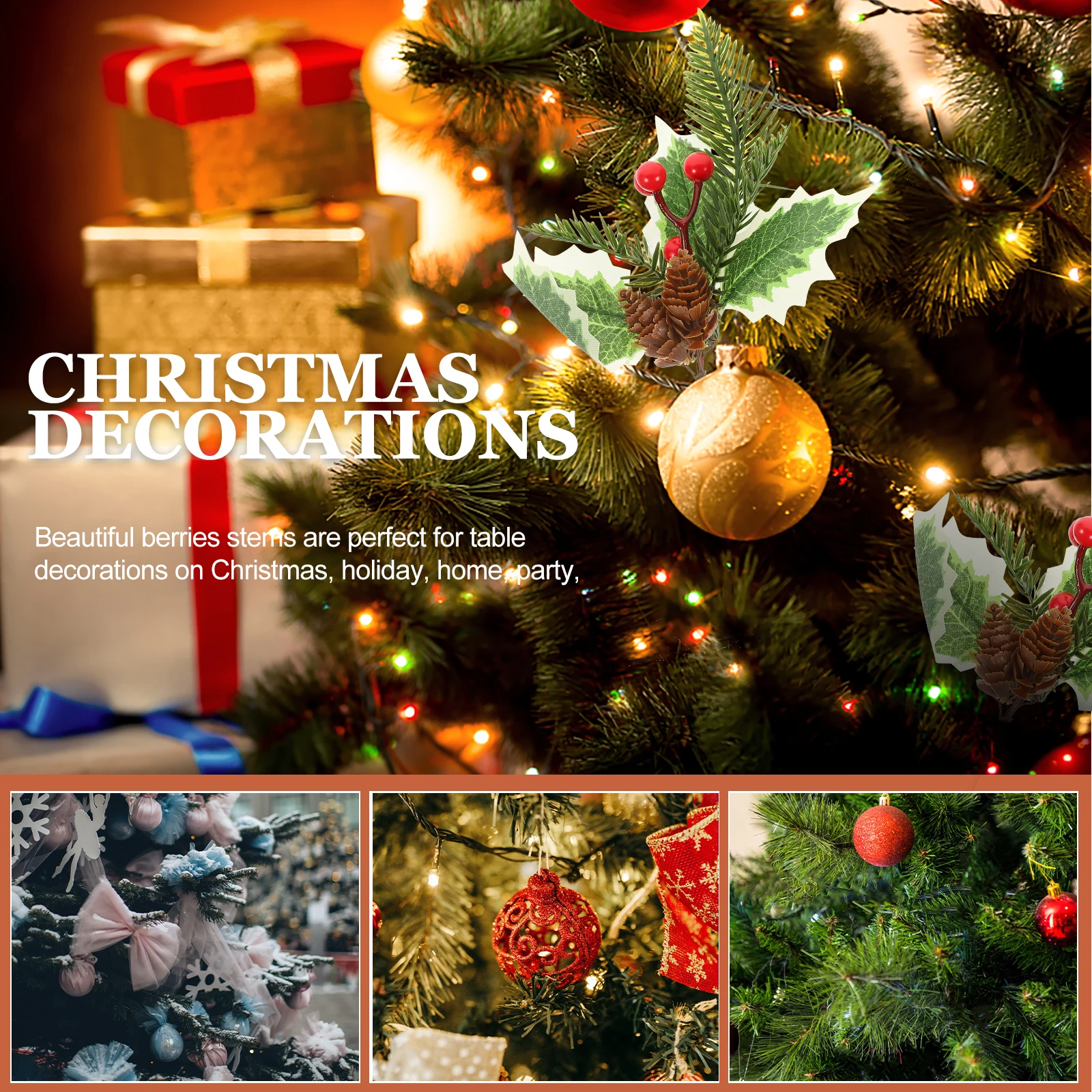 

Simulated Pine Cone Decoration Vase Fillers Artificial Berries for Wreaths Berry Christams Holiday