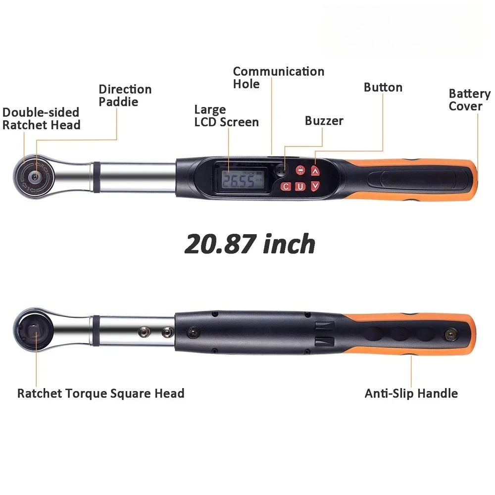 Torque Wrench Professional 340nm Heavy Duty Electric Digital Angle Battery Rebar Torque Wrench