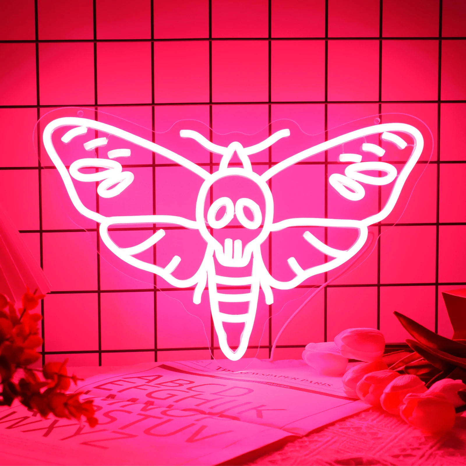 uponray death head moth neon signs cranio led borboleta para decoracao de parede regulavel e alimentado por usb insect neon unico 01