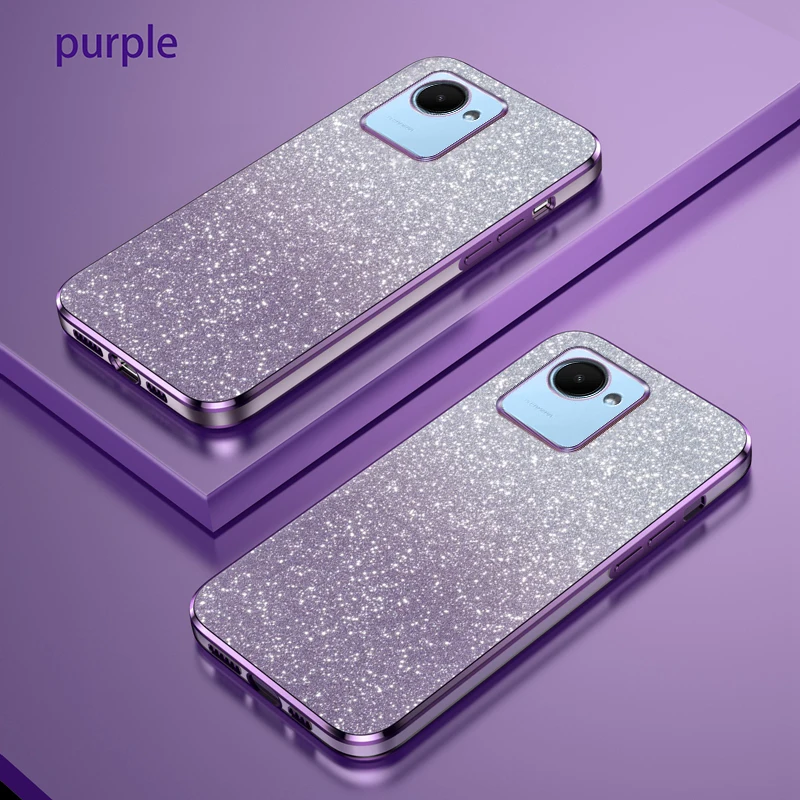 For Realme C30 Case Realme C30S Phone Case RMX3690 RMX3581 RMX3623 Luxury Gradient Glitter Plating Silicone Back Cover Funda