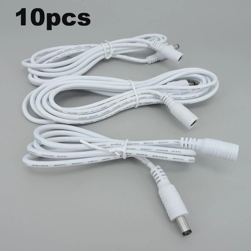 10x 1/1.5/3/5m white DC 5.5x2.1mm male to female jack Power supply connector Cable Extension Cord Adapter Plug 12V 22awg 3A Q2