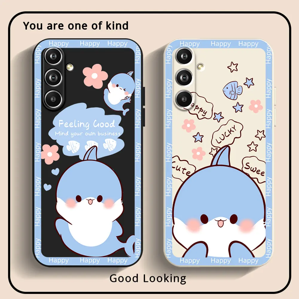 Cute Shark Case For Samsung M32 M33 M52 M53 M54 5G Galaxy M10 M11 M12 M13 M14 Jump 2 Quantum3 Shockproof Soft TPU Silicone Cover