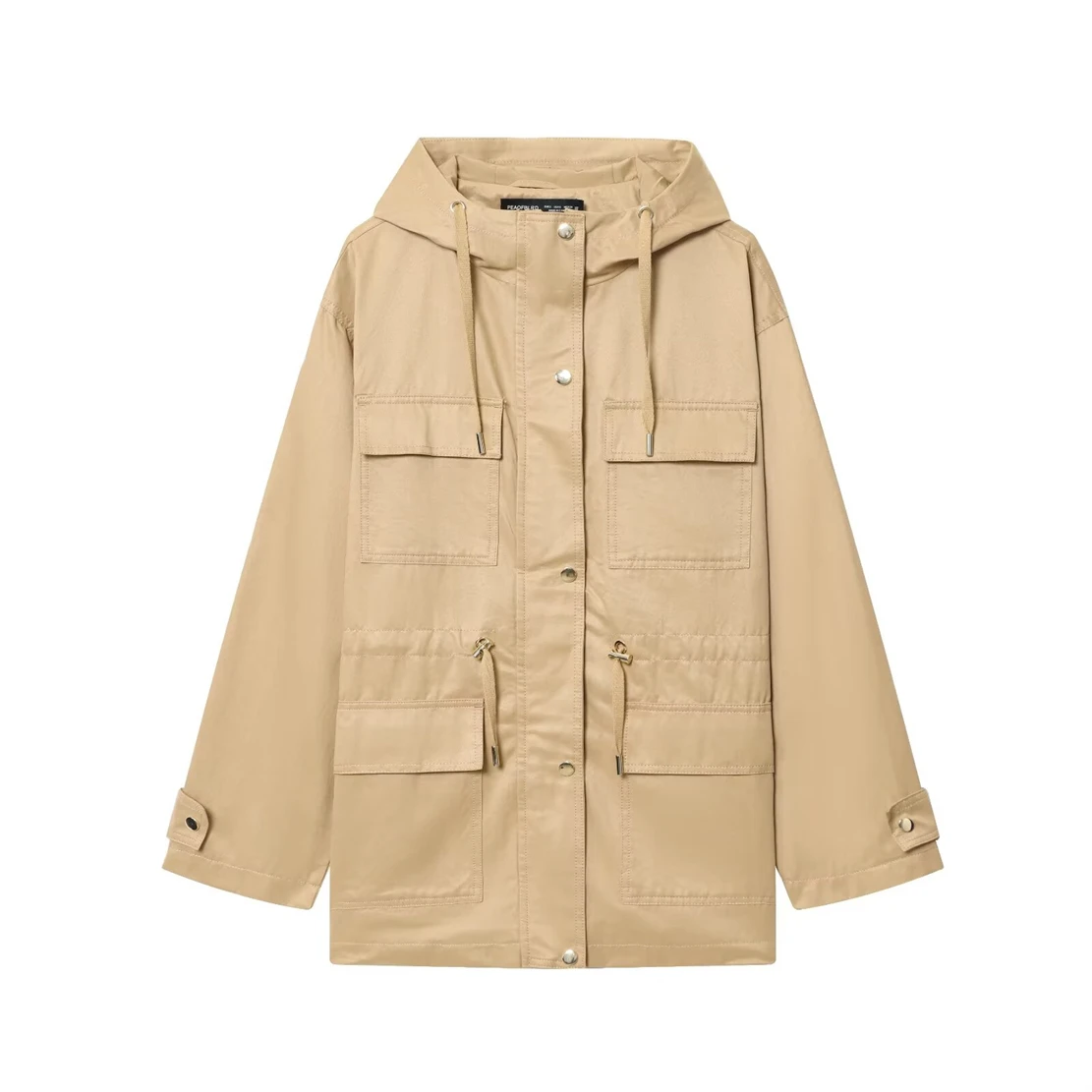 

Женский плащ с капюшоном и цветными блоками, рабочая одежда, куртка с несколькими карманами, утягивающая талия, повседневный универсальный дизайн